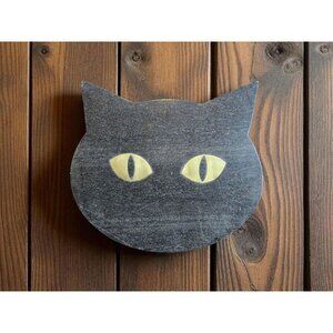 New Grey Marble Halloween Spooky Cat Head Party Cutting Board Serving Board